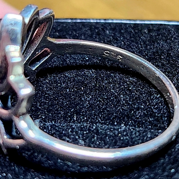 Garnet Lotus Flower Ring, Sterling Silver, size 6.5 - Picture 5 of 5